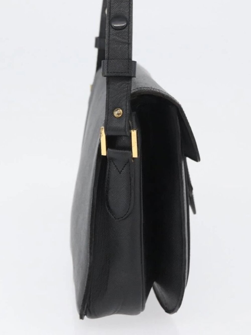 SAINT LAURENT Shoulder Bag Leather Black Gold Auth bs33997 - Picture 6 of 16
